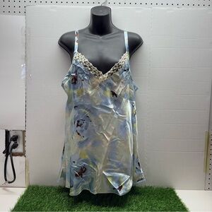 George Y2K Floral Lace Cami Slip Silk Top
